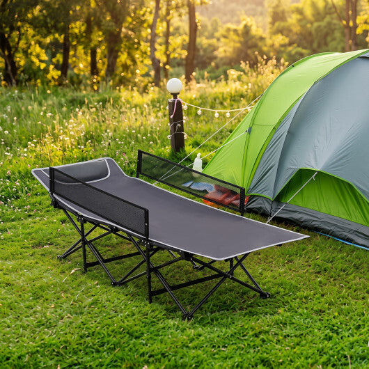 Portable Travel Toddler Cot Bed with Guardrail for Outdoor Indoor-Navy W2B