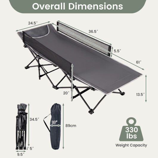 Portable Travel Toddler Cot Bed with Guardrail for Outdoor Indoor-Navy W2B