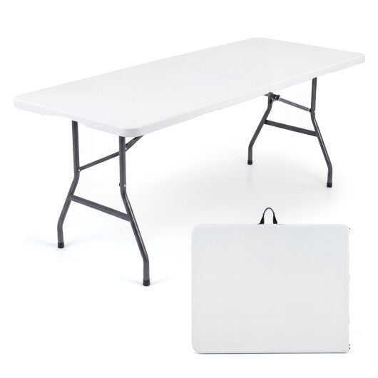 6 FT Plastic Fold-in-Half Camping Table-White W2B