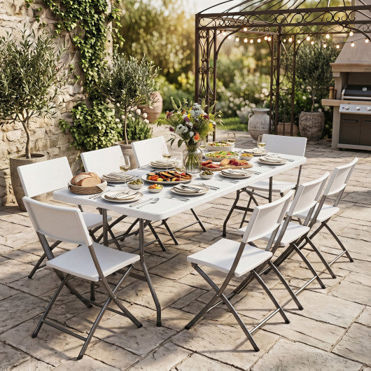 6 FT Plastic Fold-in-Half Camping Table-White W2B