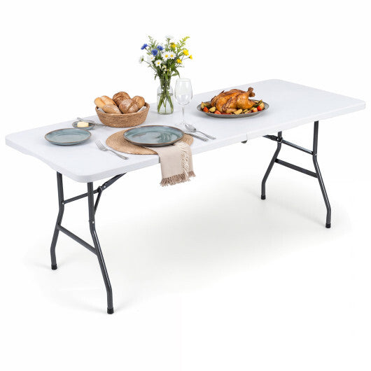 6 FT Plastic Fold-in-Half Camping Table-White W2B