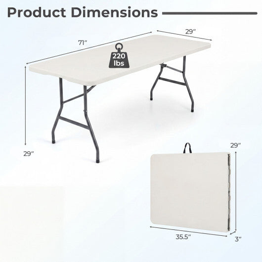 6 FT Plastic Fold-in-Half Camping Table-White W2B
