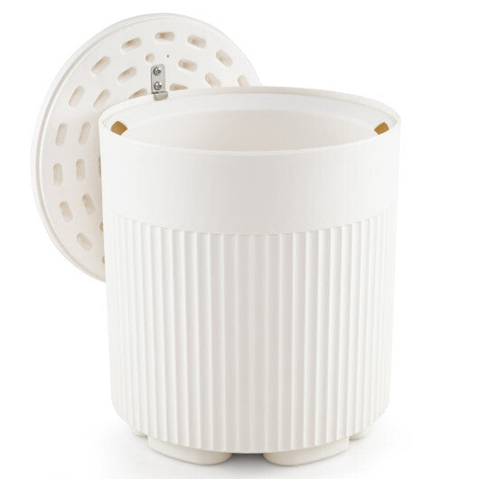 3-in-1 Outdoor Cooler Side Table with Fluted Design for Deck-White W2B