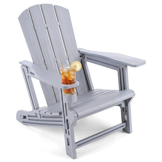 HDPE Adirondack Chairs with Realistic Wood Grain for Backyard Lawn-Black W2B