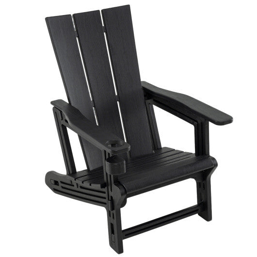 HDPE Outdoor Adirondack Chairs with Cup Holder-Gray W2B
