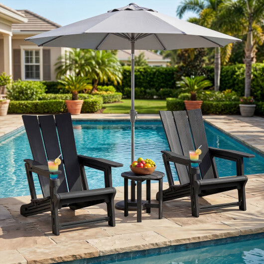 HDPE Outdoor Adirondack Chairs with Cup Holder-Gray W2B