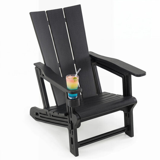 HDPE Outdoor Adirondack Chairs with Cup Holder-Gray W2B