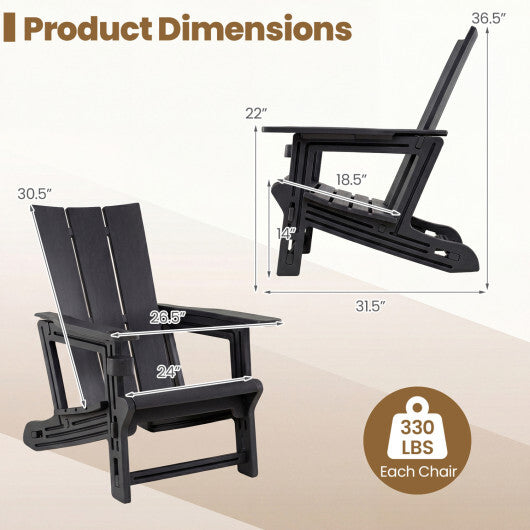 HDPE Outdoor Adirondack Chairs with Cup Holder-Gray W2B