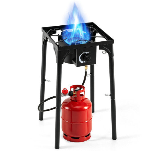 1 Burner Propane Stove 80000 BTU with Adjustable Regulator and Hose for Camping BBQ-Black W2B
