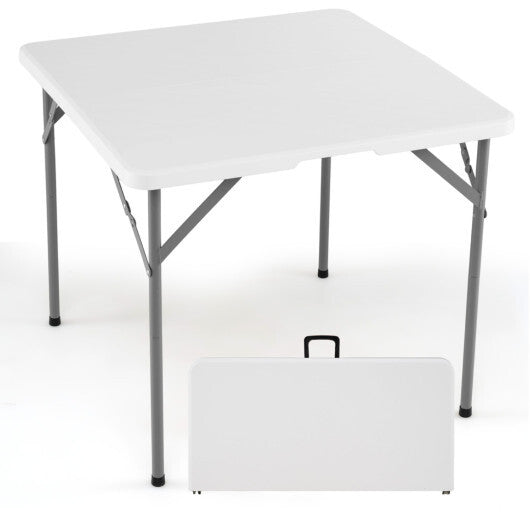 34 Inch Square Foldable Card Table with Carrying Handle-White W2B