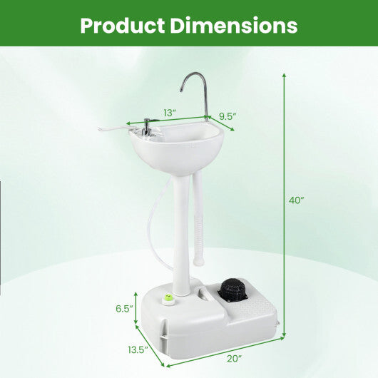 Portable Foot Pump Camping Sink with 4.5 Gal Water Tank and Soap Dispenser W2B