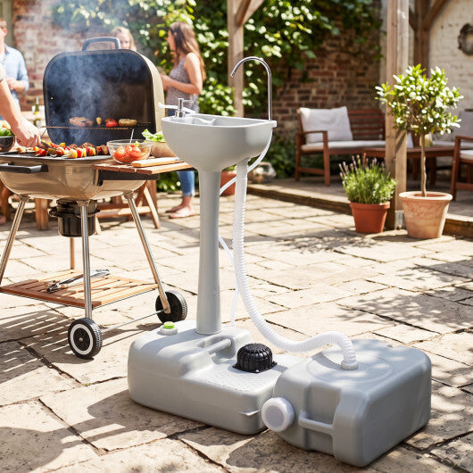 4.5 Gal Wash Basin Stand with 6.34 Gal Recovery Tank and Rolling Wheels W2B