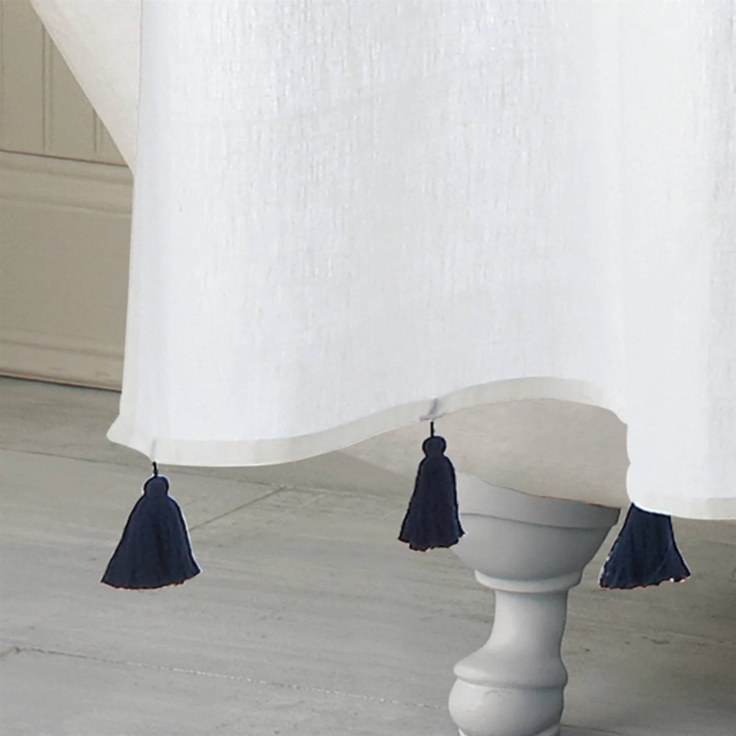 72-inch Navy and White Stripes Cotton Shower Curtain FastFurnishings