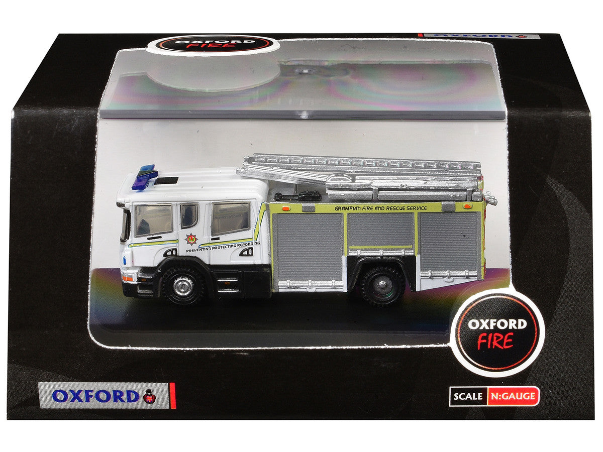 Scania Pump Ladder Fire Engine "Grampian Fire and Rescue" White with Yellow Stripes 1/148 (N) Scale Diecast Model Car by Oxford Diecast-2