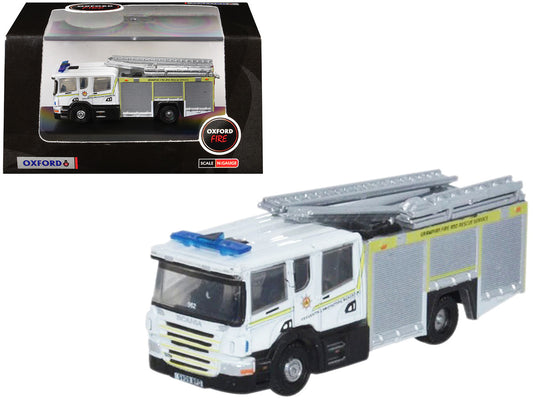 Scania Pump Ladder Fire Engine "Grampian Fire and Rescue" White with Yellow Stripes 1/148 (N) Scale Diecast Model Car by Oxford Diecast-0