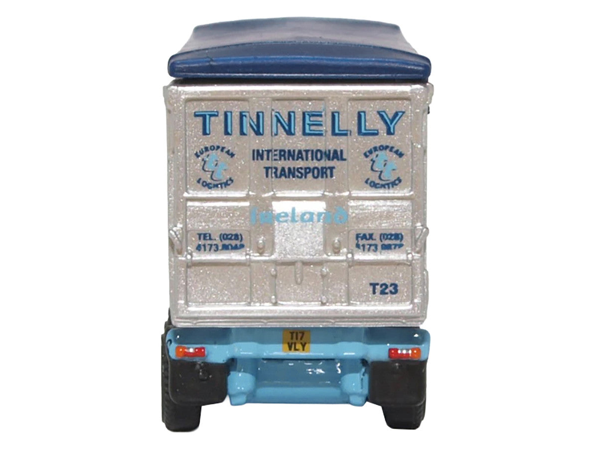 Scania T-Cab Truck RHD (Right Hand Drive) with Covered Dump Trailer "Tinnelly" White with Blue Graphics 1/148 (N) Scale Diecast Model Car by Oxford Diecast Oxford Diecast