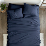 Full Navy Blue 6-Piece Soft Wrinkle Resistant Microfiber/Polyester Sheet Set FastFurnishings