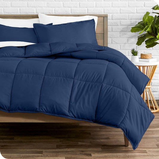 Queen size Super Soft Down Alternative Comforter Set in Navy Blue-0