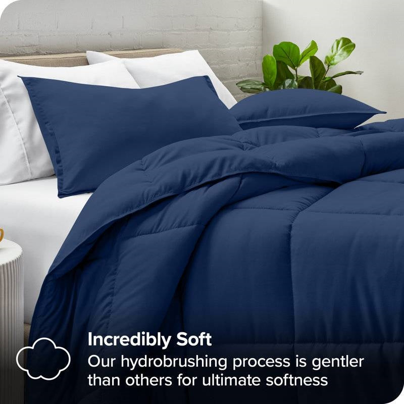 Queen size Super Soft Down Alternative Comforter Set in Navy Blue-2