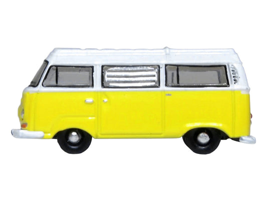 Volkswagen T2 Bay Window Camper Van Saturn Yellow and White 1/148 (N) Scale Diecast Model Car by Oxford Diecast Oxford Diecast