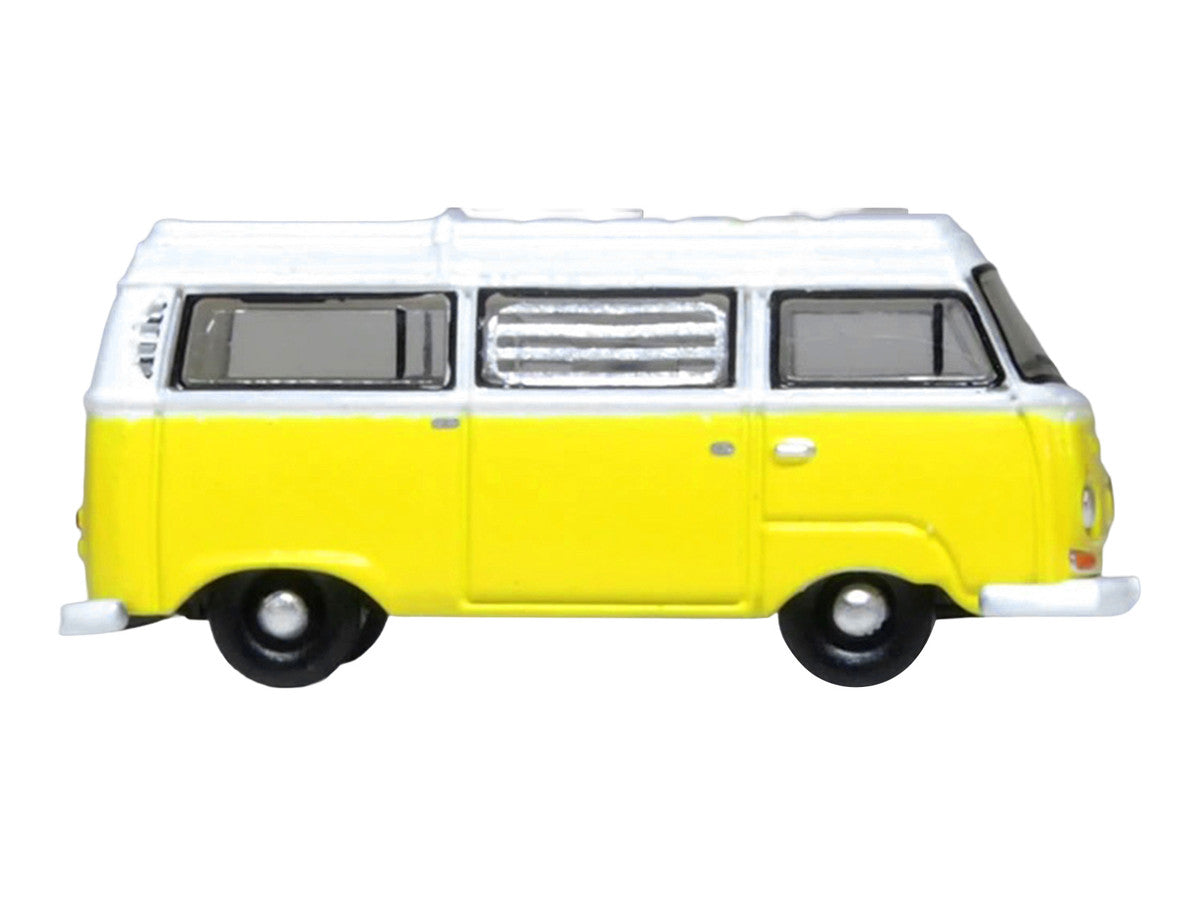 Volkswagen T2 Bay Window Camper Van Saturn Yellow and White 1/148 (N) Scale Diecast Model Car by Oxford Diecast Oxford Diecast
