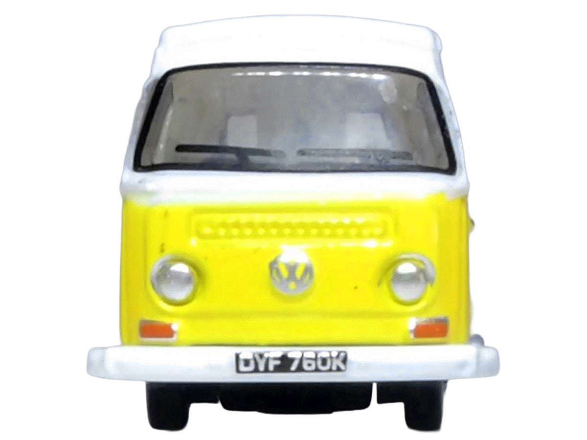 Volkswagen T2 Bay Window Camper Van Saturn Yellow and White 1/148 (N) Scale Diecast Model Car by Oxford Diecast Oxford Diecast