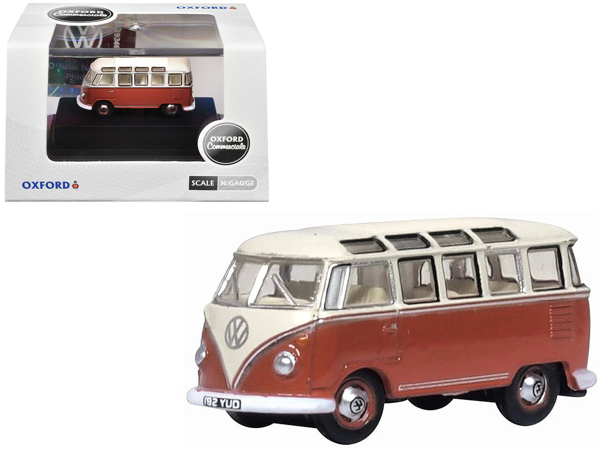 Volkswagen T1 Samba Bus Sealing Wax Red and Gray 1/148 (N) Scale Diecast Model Car by Oxford Diecast Oxford Diecast
