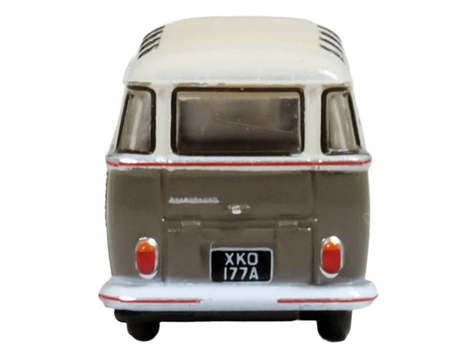 Volkswagen T1 Samba Bus Mouse Grey and Pearl White with Red Stripes 1/148 (N) Scale Diecast Model Car by Oxford Diecast-1