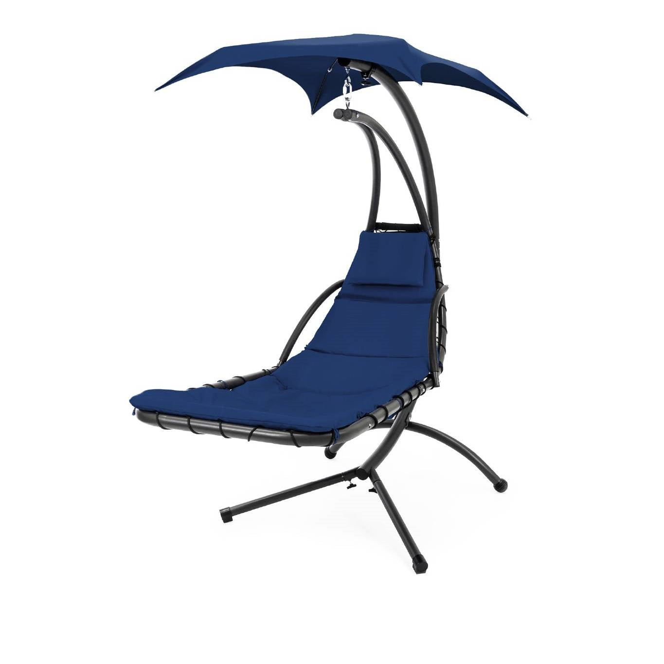 Navy Blue Single Person Sturdy Modern Chaise Lounger Hammock Chair Porch Swing FastFurnishings