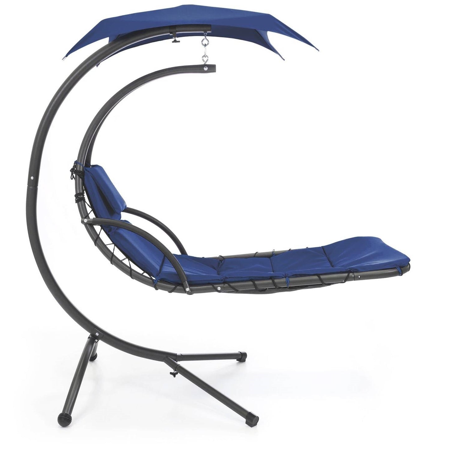 Navy Blue Single Person Sturdy Modern Chaise Lounger Hammock Chair Porch Swing FastFurnishings