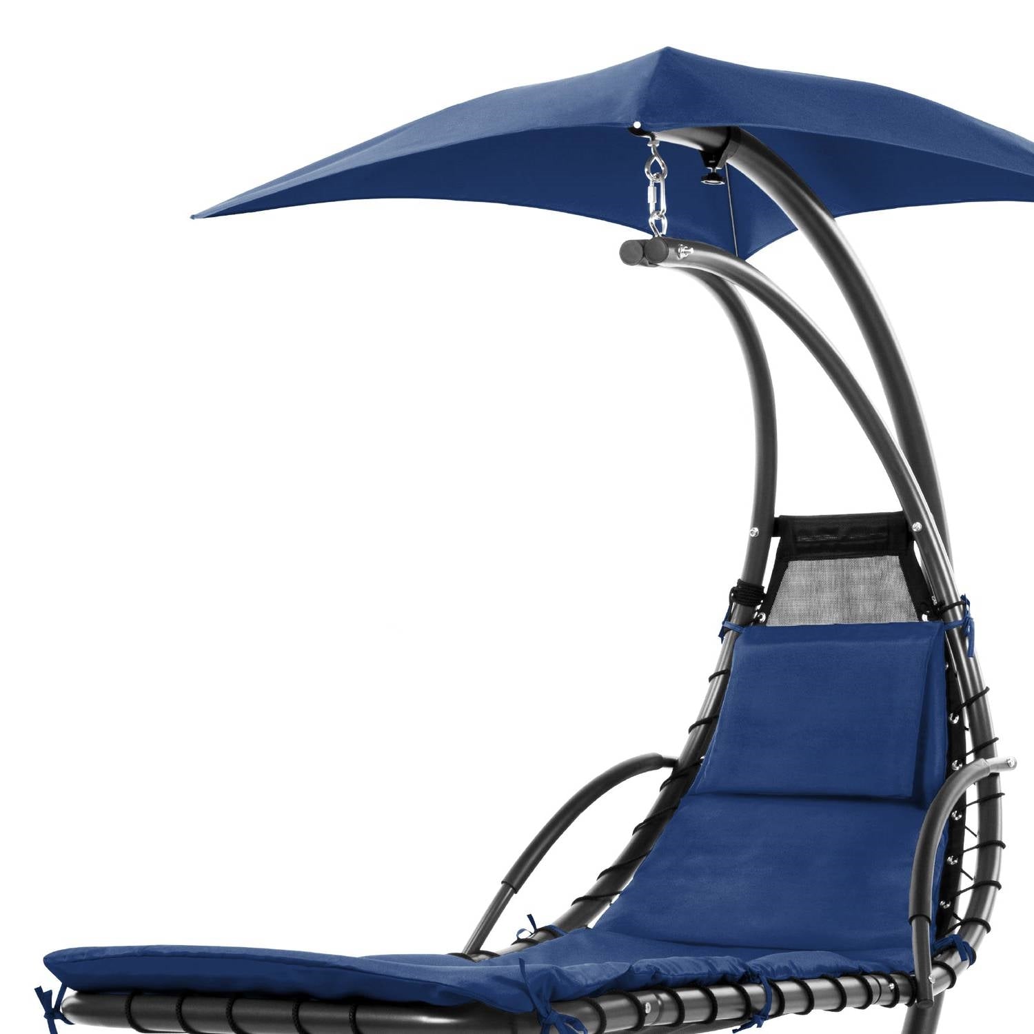 Navy Blue Single Person Sturdy Modern Chaise Lounger Hammock Chair Porch Swing FastFurnishings