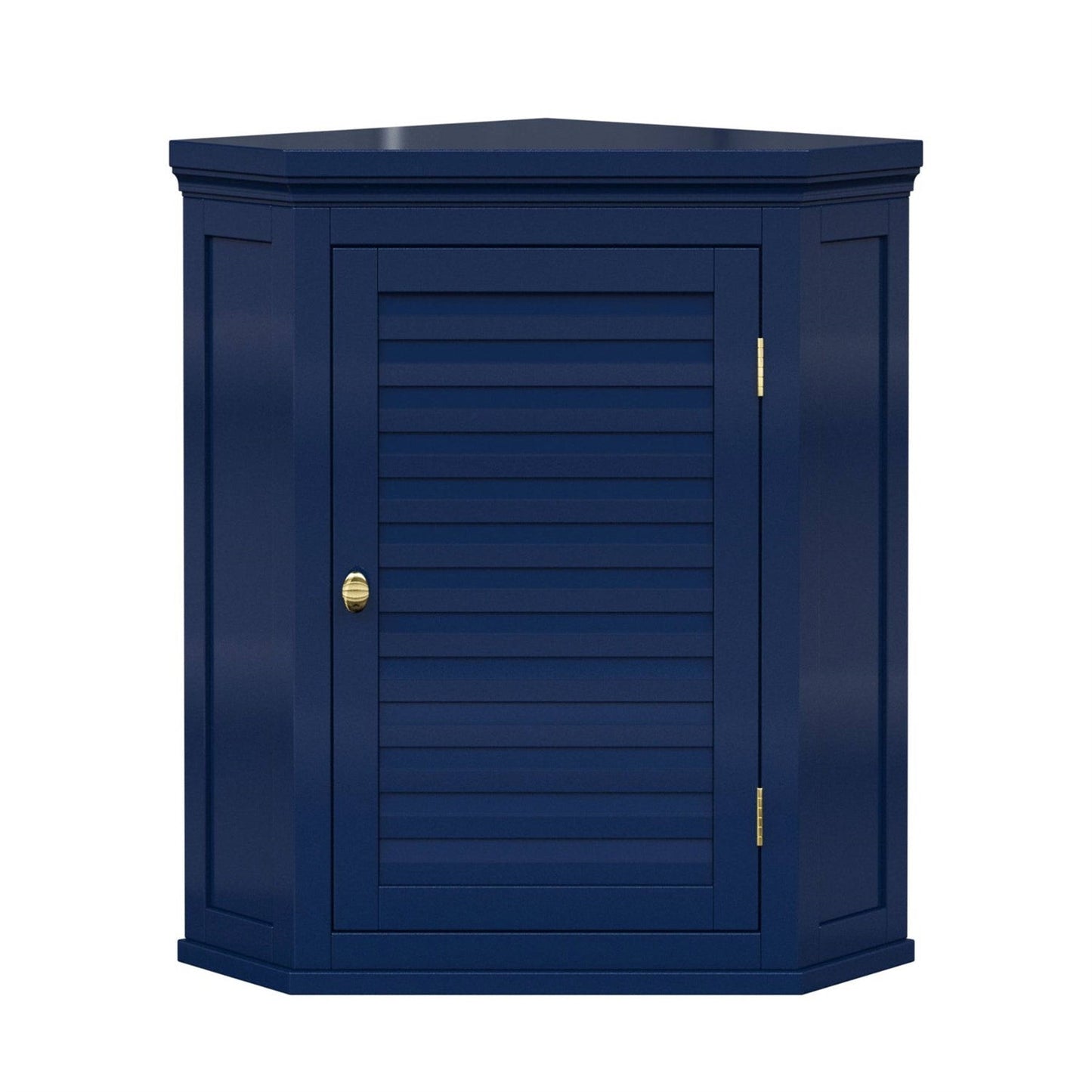 Navy Wall Mounted Corner 1-Door Louvered Bathroom Wall Cabinet FastFurnishings