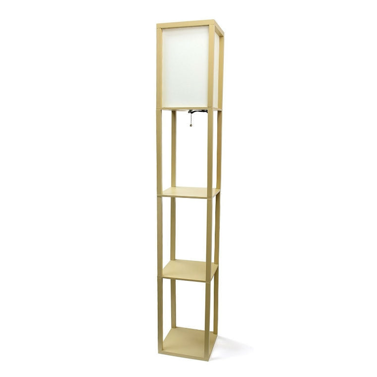 Modern 63-inch Tall Asian Style Floor Lamp with Off-White Shade in Tan Finish FastFurnishings