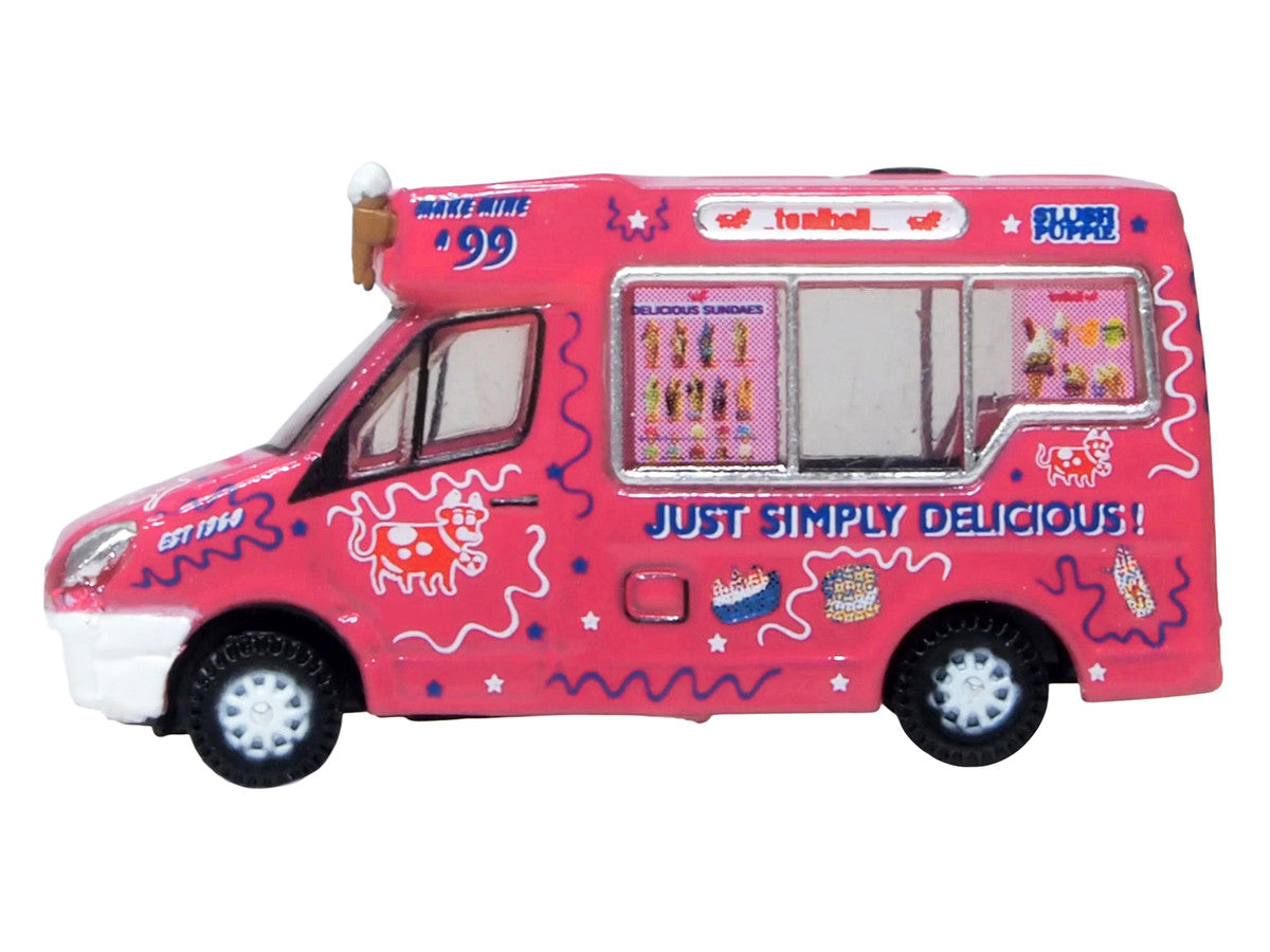 Whitby Mondial Ice Cream Van "Tonibell" Pink with Graphics 1/76 (OO) Scale Diecast Model Car by Oxford Diecast Oxford Diecast