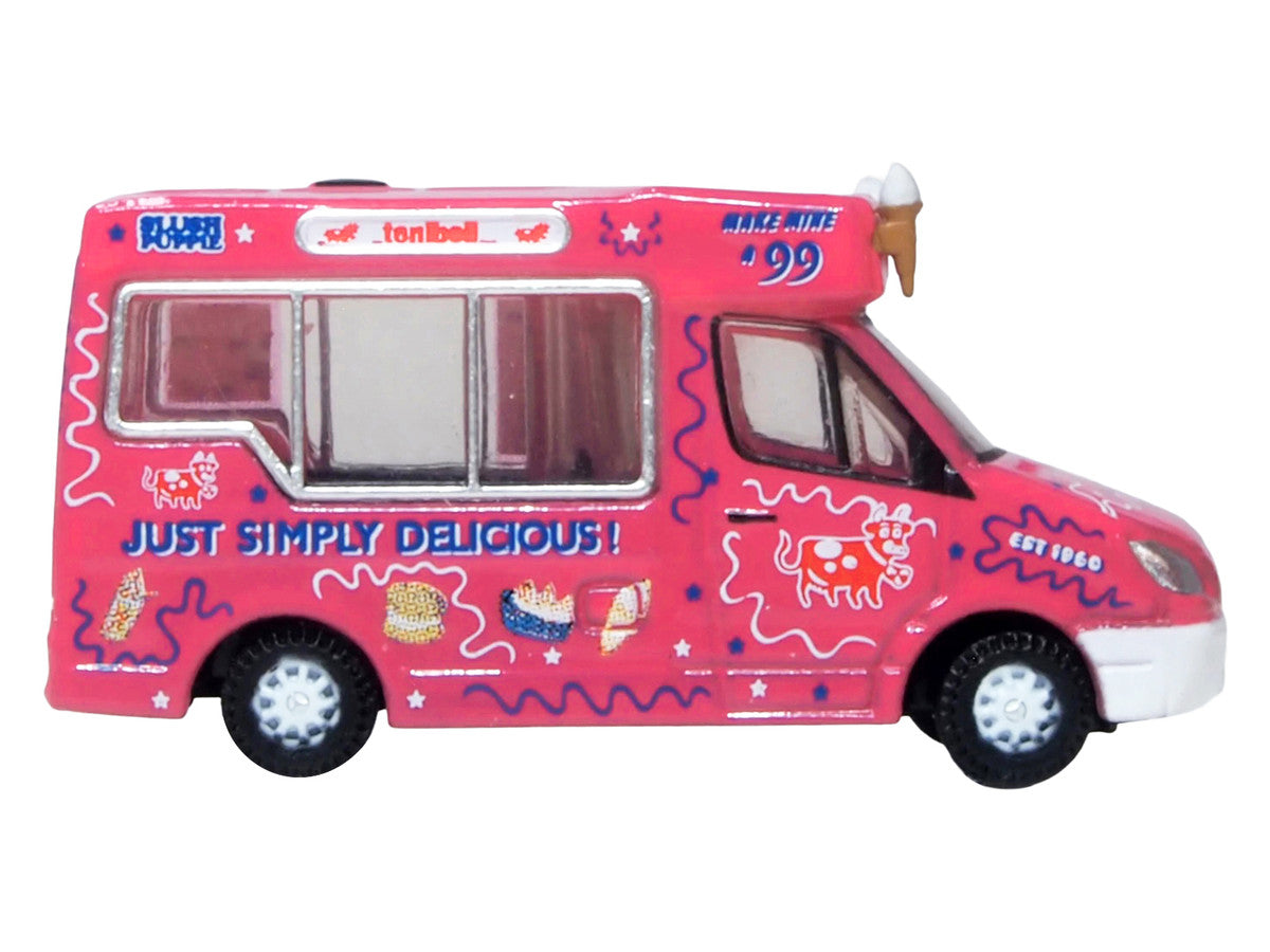 Whitby Mondial Ice Cream Van "Tonibell" Pink with Graphics 1/76 (OO) Scale Diecast Model Car by Oxford Diecast Oxford Diecast