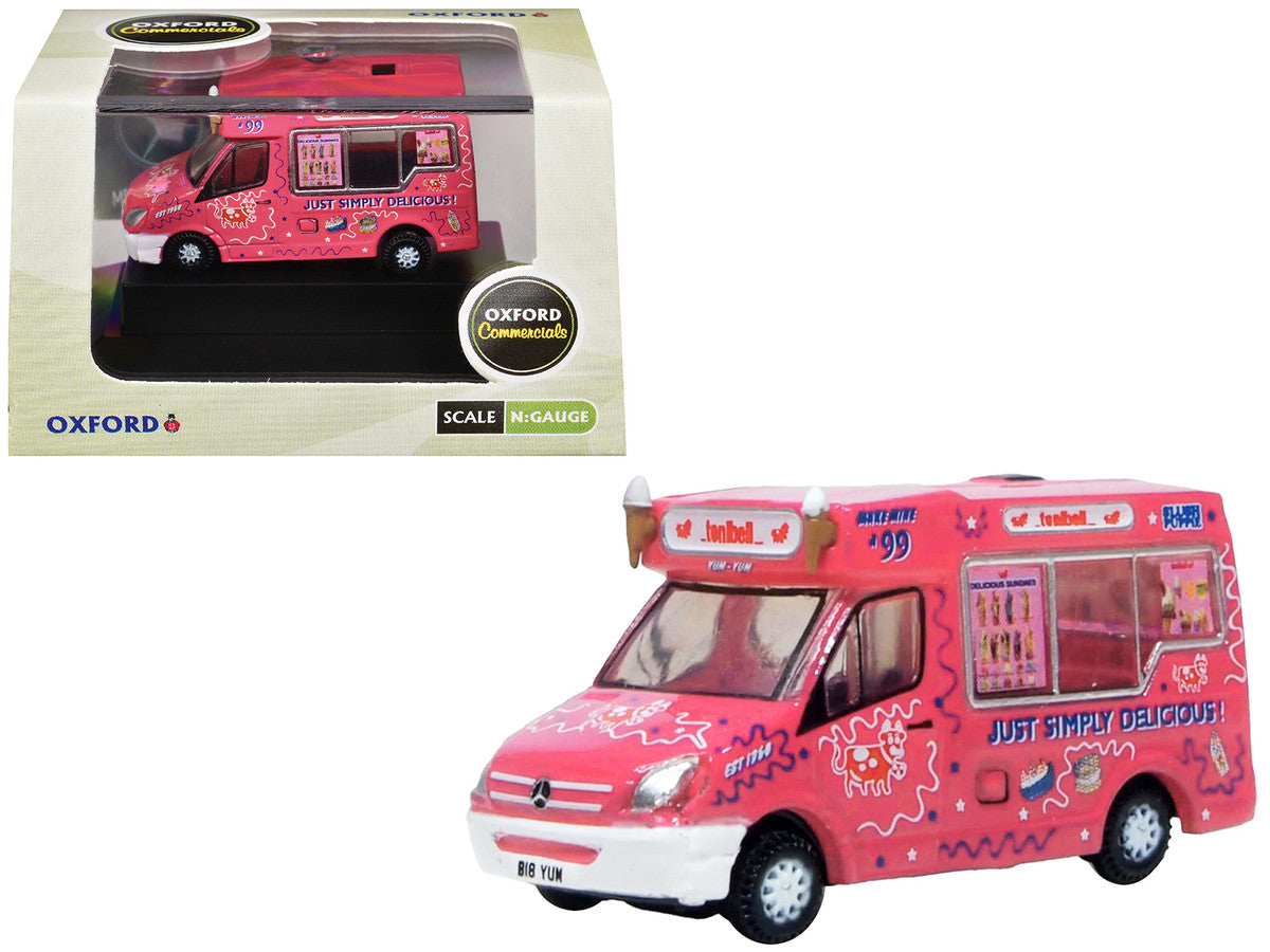 Whitby Mondial Ice Cream Van "Tonibell" Pink with Graphics 1/76 (OO) Scale Diecast Model Car by Oxford Diecast Oxford Diecast