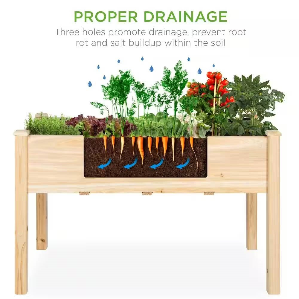 Outdoor 4-ft x 2-ft Fir Wood Raised Garden Bed Planter Box FastFurnishings