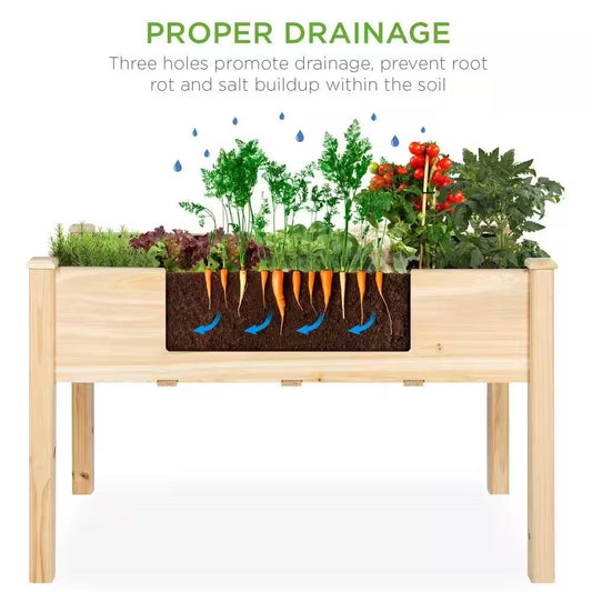 Outdoor 4-ft x 2-ft Fir Wood Raised Garden Bed Planter Box FastFurnishings