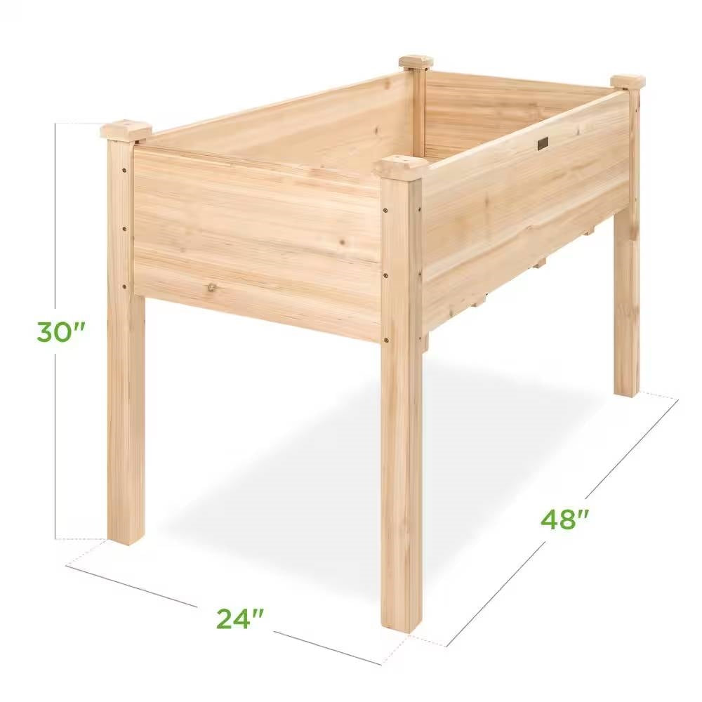 Outdoor 4-ft x 2-ft Fir Wood Raised Garden Bed Planter Box FastFurnishings