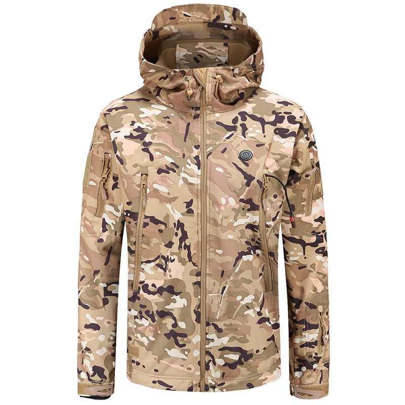 Smart Heated Jacket And Warm-keeping Coat Hooded Fleece-lined