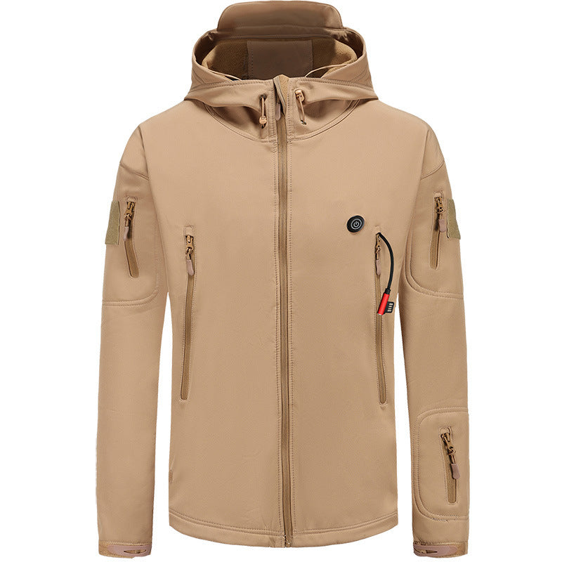 Smart Heated Jacket And Warm-keeping Coat Hooded Fleece-lined