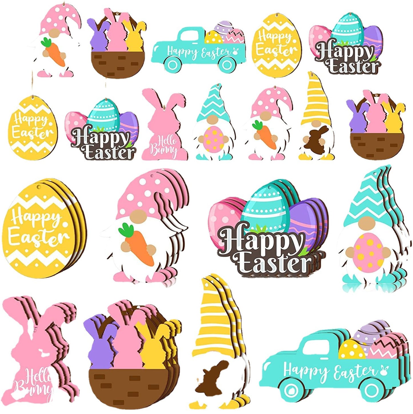 Wooden Decorated Hangtag Easter Holiday Party