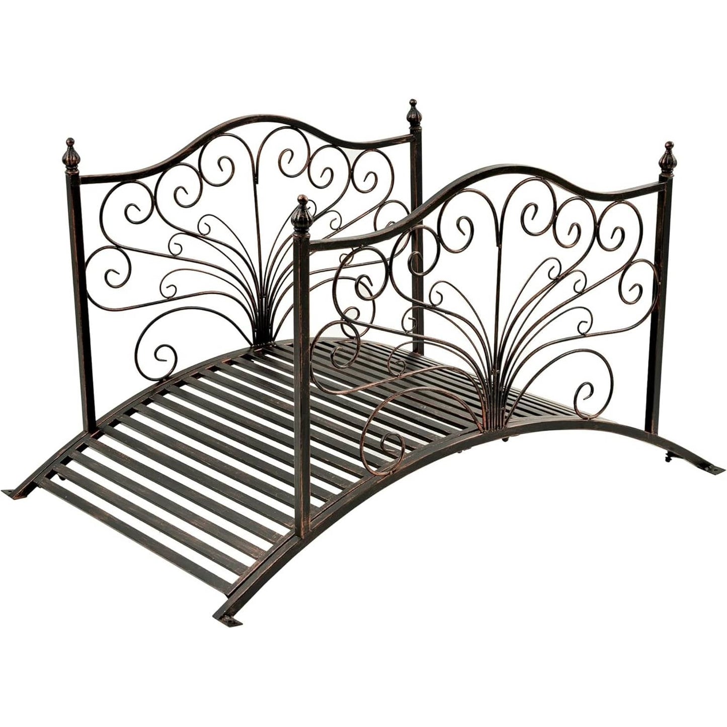 Outdoor 4-ft Heavy Duty Metal Garden Bridge in Black Bronze Finish FastFurnishings