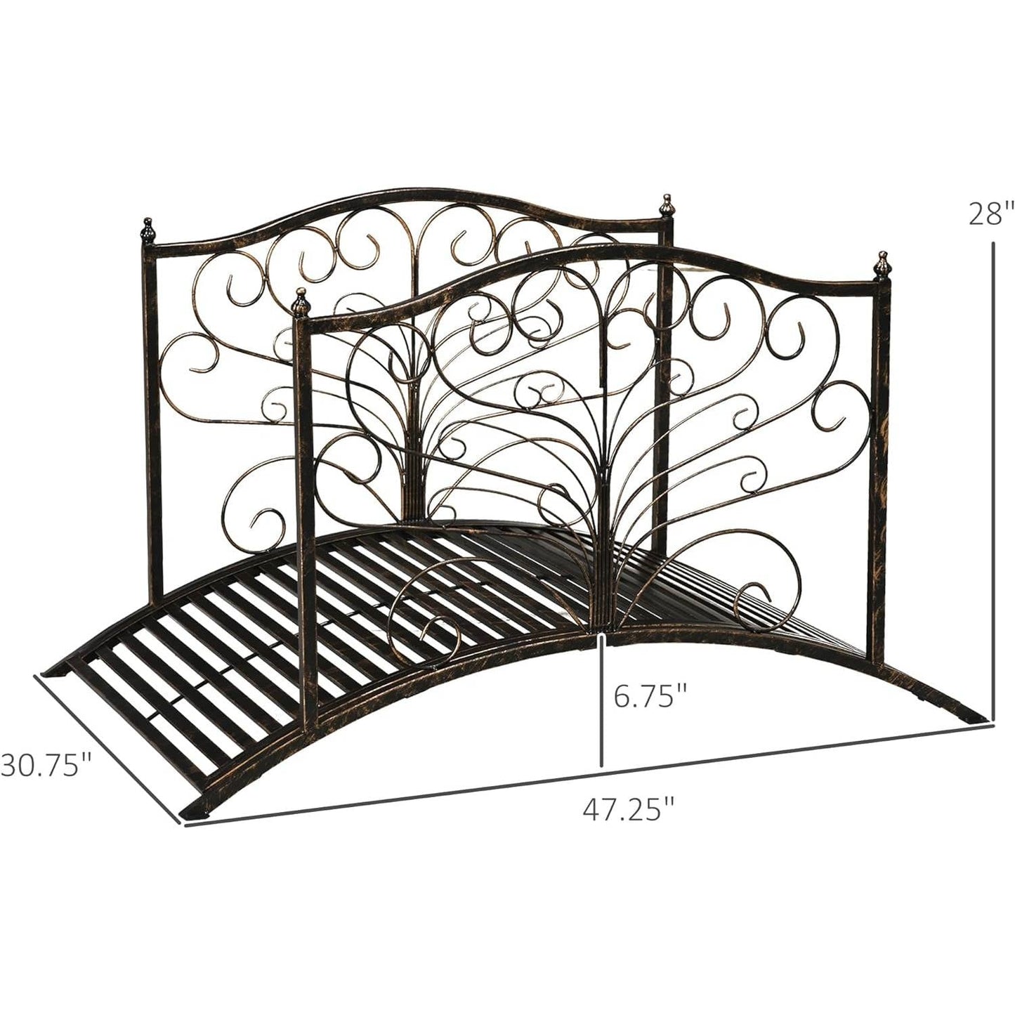 Outdoor 4-ft Heavy Duty Metal Garden Bridge in Black Bronze Finish FastFurnishings