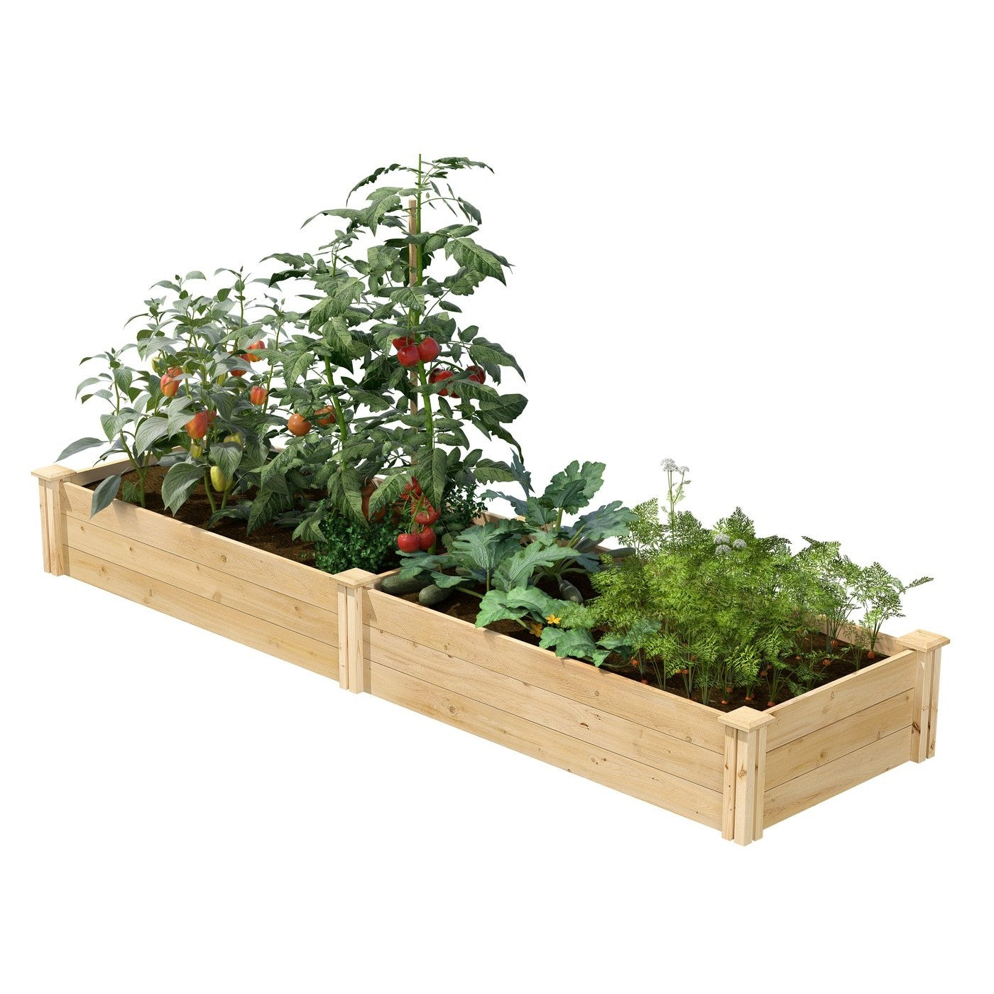 Pine Wood 2-Ft x 8-Ft Outdoor Raised Garden Bed Planter Frame - Made in USA FastFurnishings