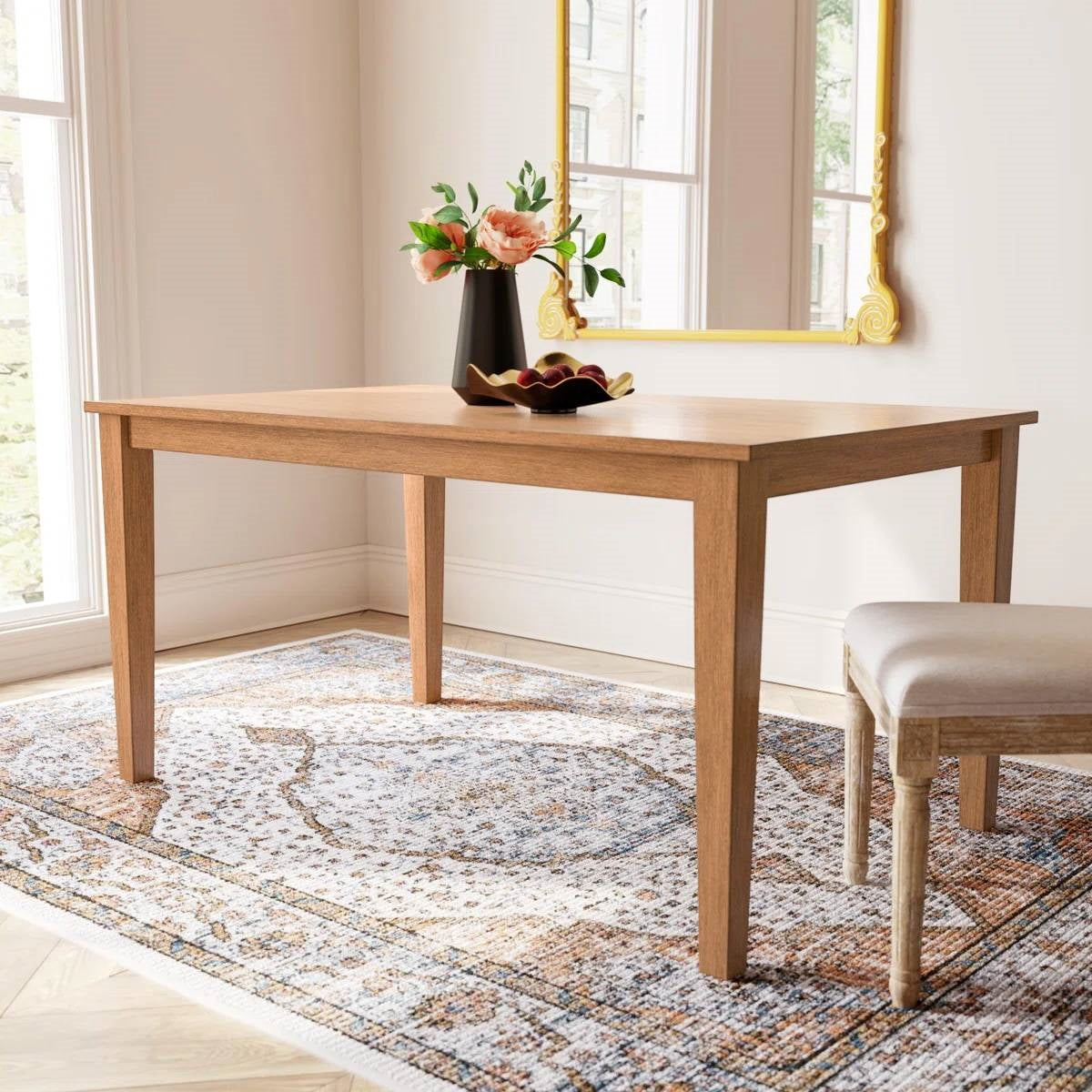 Modern Farmhouse 36 x 60 inch Rectangular Dining Table in Oak Wood Finish-0