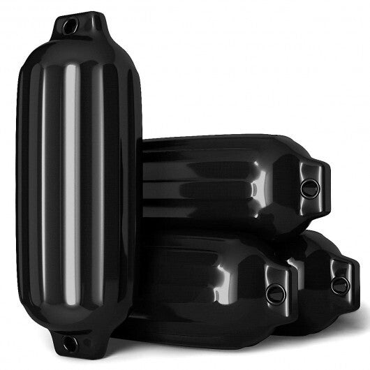 4 Ribbed Marine 8.5" x 27"  Boat Fender Vinyl Bumper-Black - Color: Black W2B