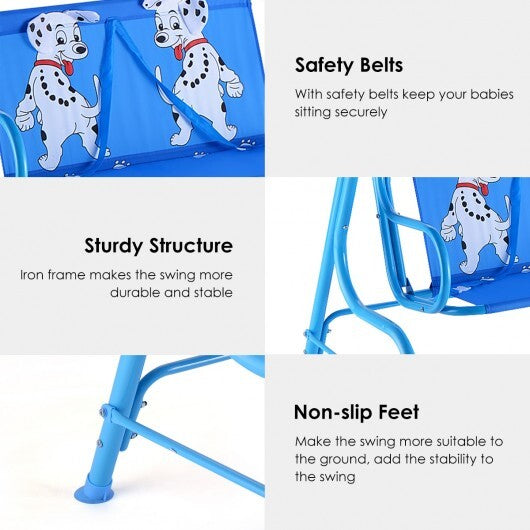 Outdoor Kids Patio Swing Bench with Canopy 2 Seats - Color: Blue W2B