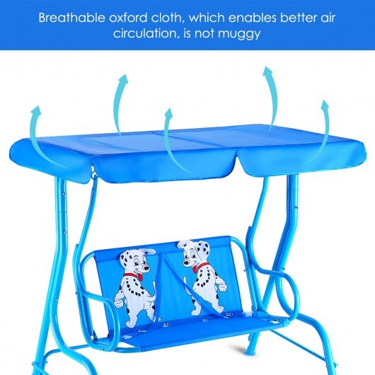 Outdoor Kids Patio Swing Bench with Canopy 2 Seats - Color: Blue W2B