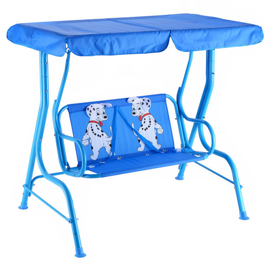 Outdoor Kids Patio Swing Bench with Canopy 2 Seats - Color: Blue W2B
